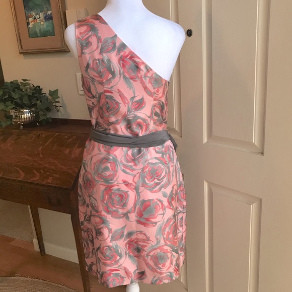 Britt Ryan silk one shoulder dress 2 EUC, sash. - Picture 2 of 8